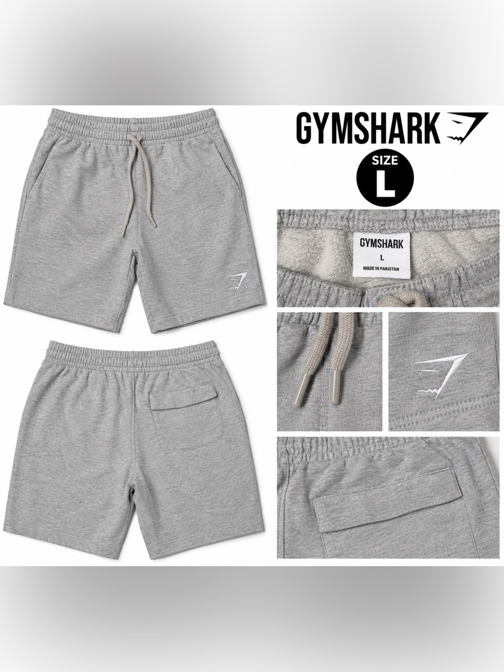 Gymshark Men's Light Grey Athletic Jersey Shorts